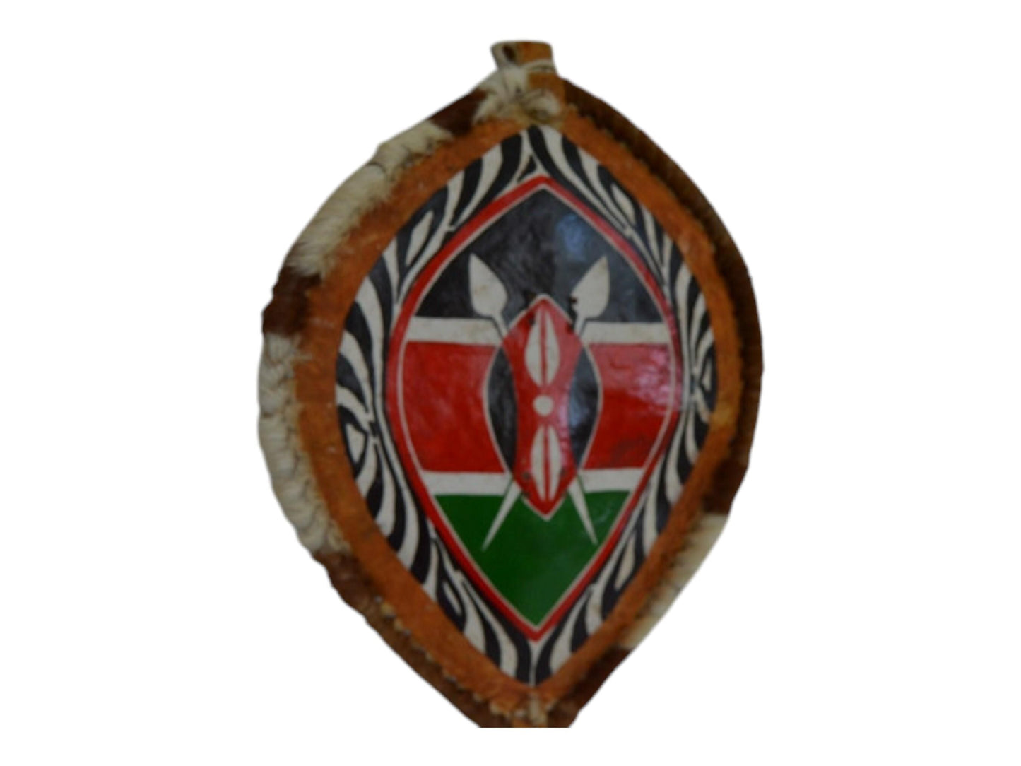 Handpainted Maasai Shield: Kenyan Flag Colors, Traditional African Decor