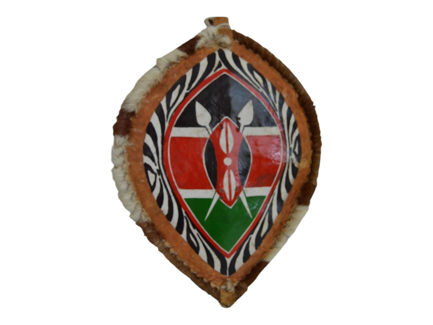 Handpainted Maasai Shield: Kenyan Flag Colors, Traditional African Decor