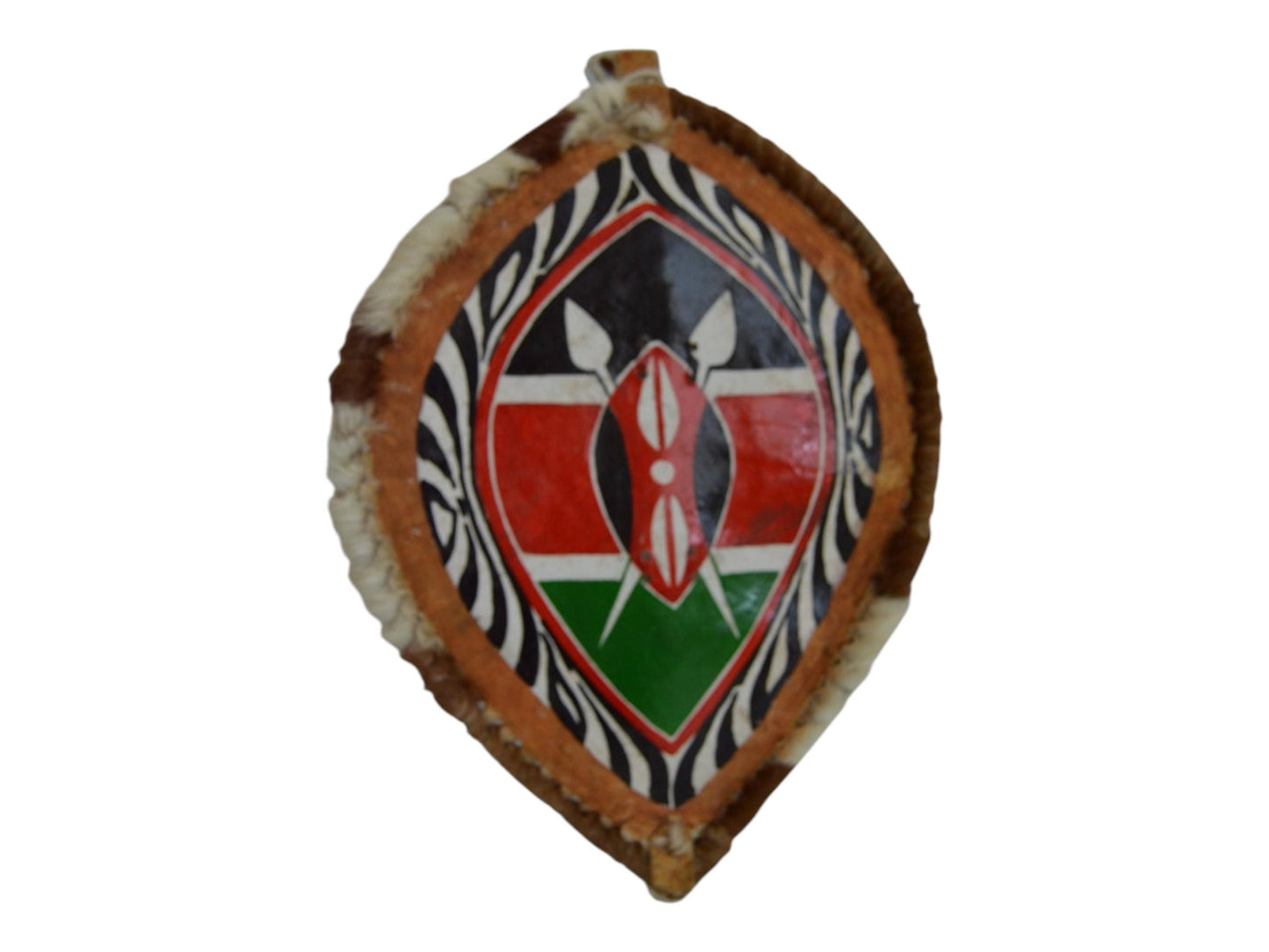 Handpainted Maasai Shield: Kenyan Flag Colors, Traditional African Decor